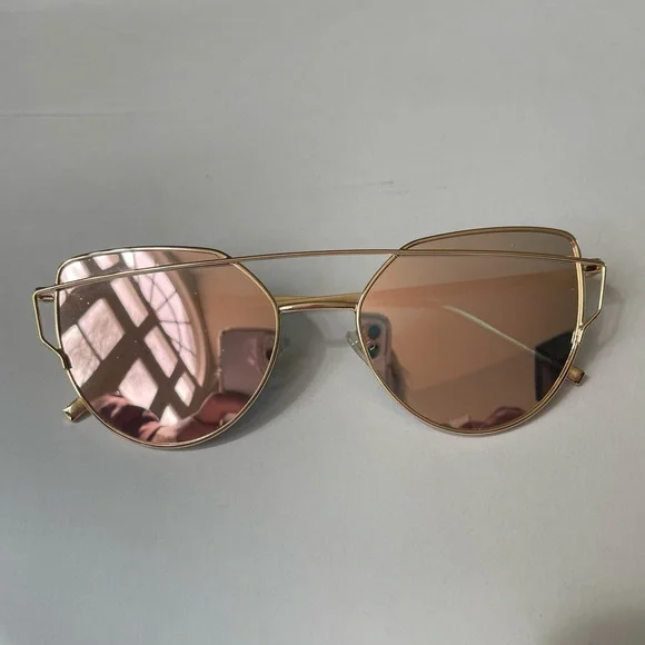 SOJOS Rose Gold Mirrored Cat Eye Sunglasses - Picture 7 of 9